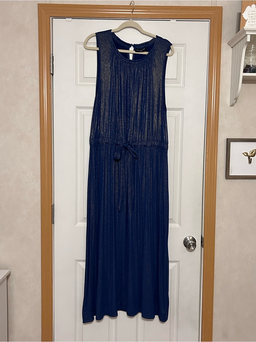 Lane Bryant Navy Sleeveless Maxi Dress with Shimmer